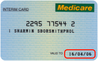 Sample blue Medicare card