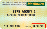 Sample yellow Medicare card