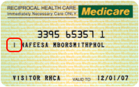 Sample yellow Medicare card