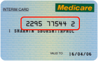 Sample blue Medicare card